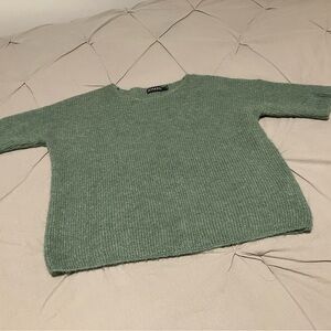 SOAKED - Denmark Sage Green Short Sleeve Alpaca/Wool Blend Oversized Sweater - M